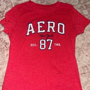 Aeropostale New York Classic Crew Vintage Letters Vibrant Red Tshirt